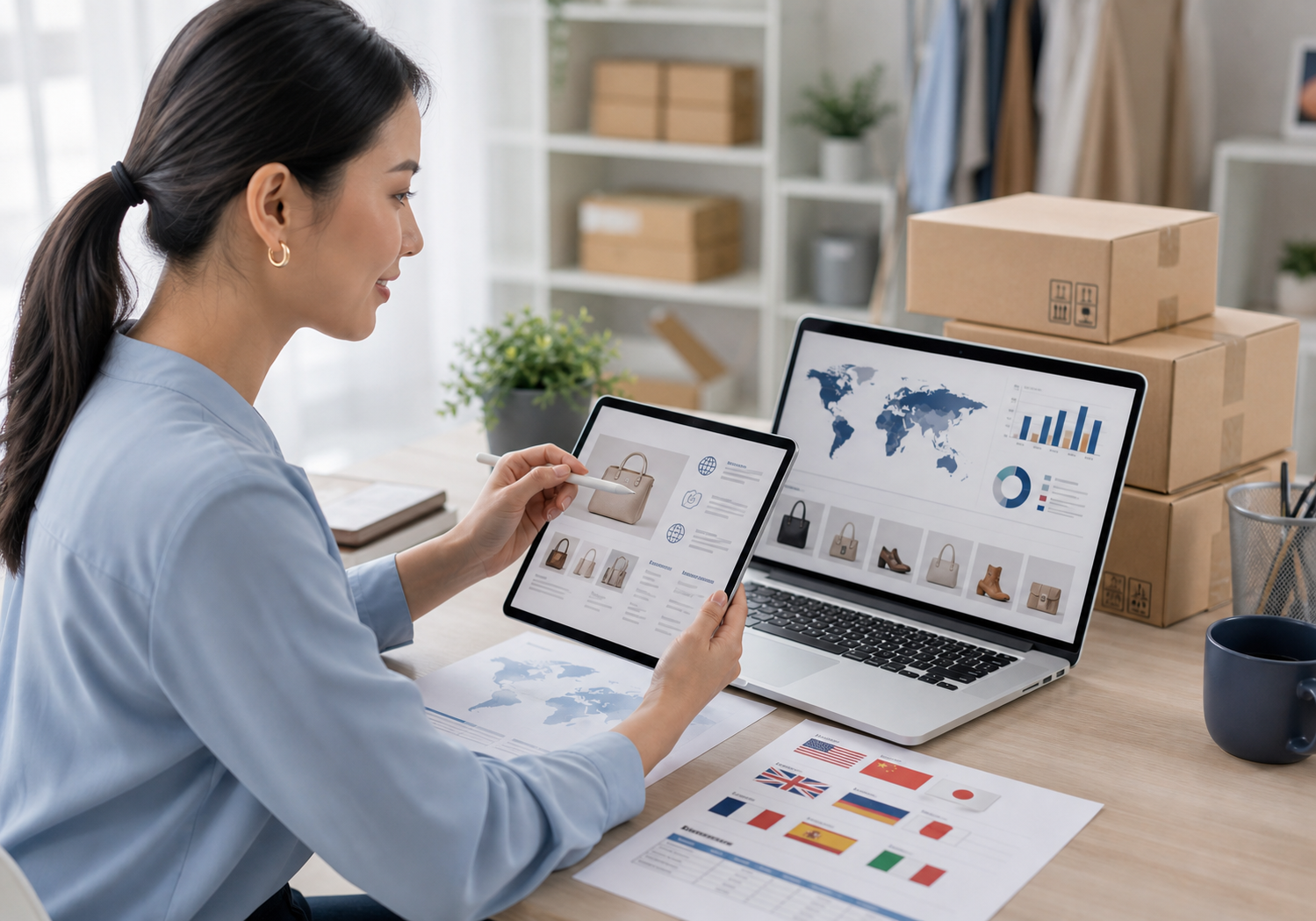Ecommerce localization specialist reviewing online store content