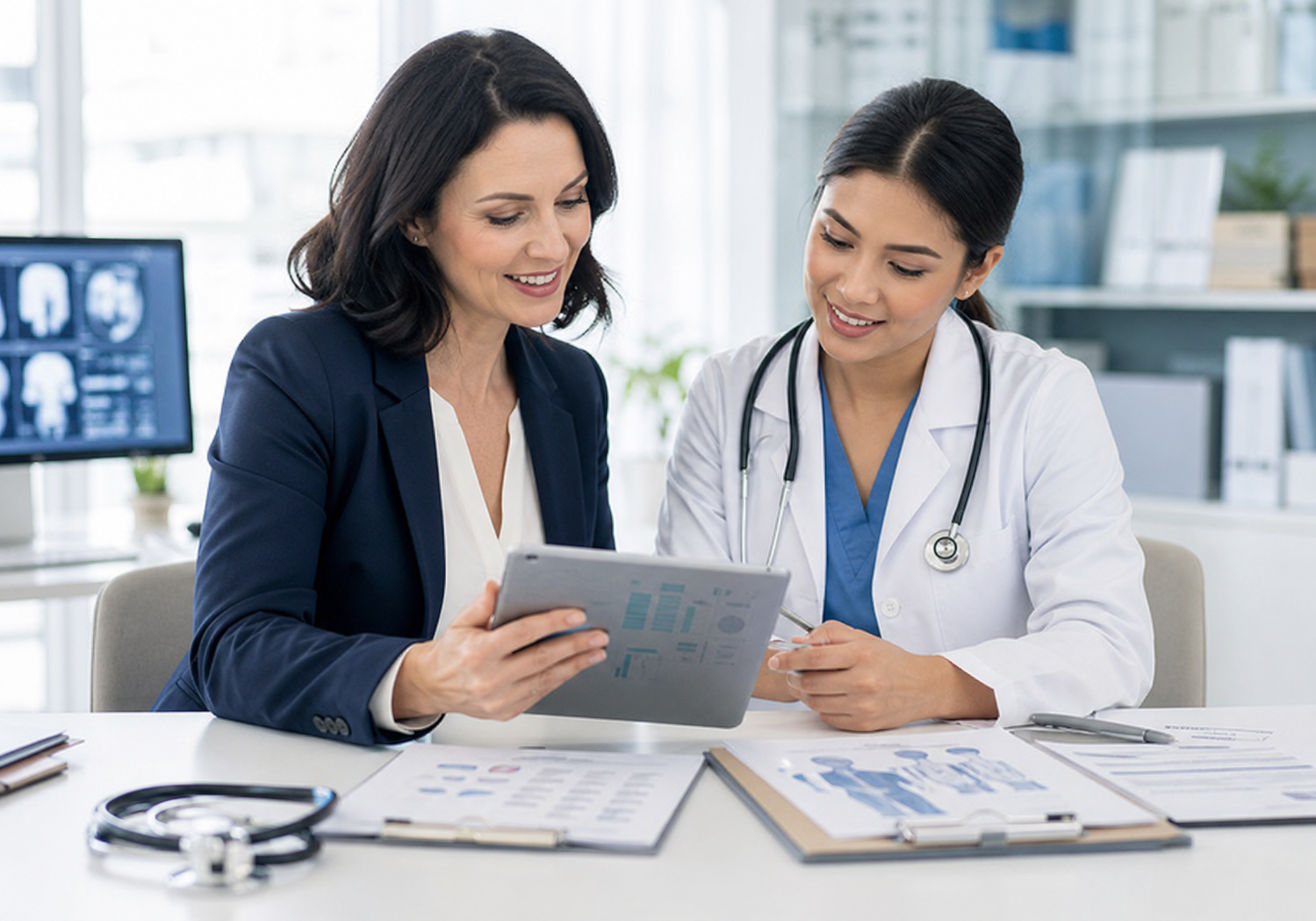 Medical translation specialist reviewing healthcare documentation